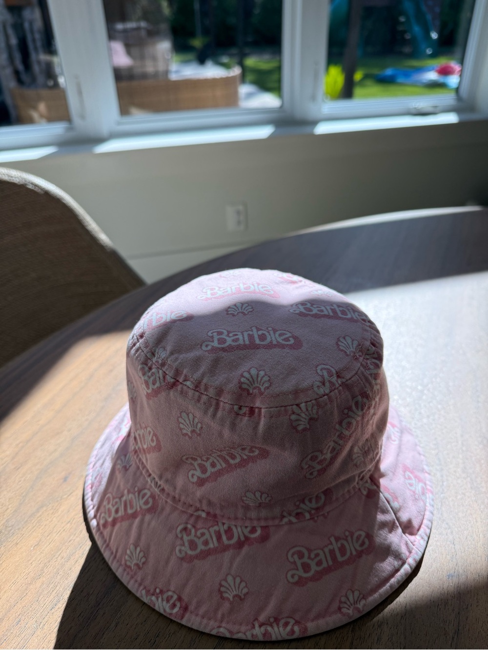 Lele Sadoughi Pink Barbie Logo Bucket Hat for Kids - Picture 5 of 7